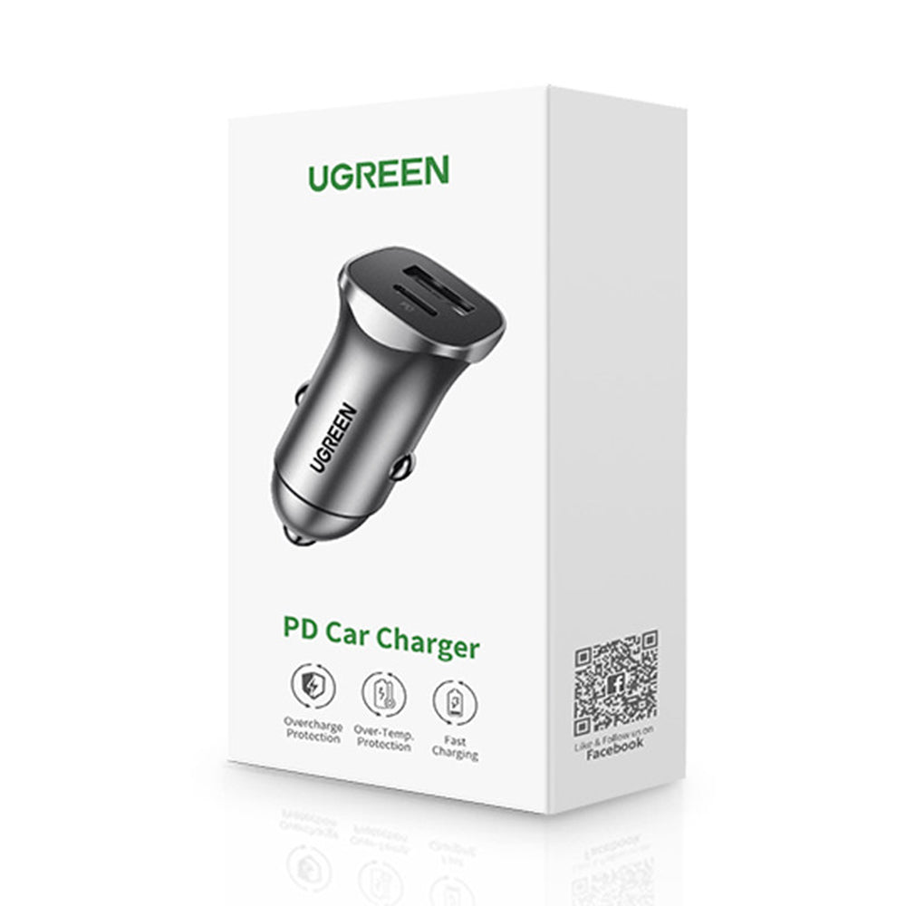 Autoladegerät UGREEN CD130, 24W, 3A, 1 x USB-A - 1 x USB-C, Grau