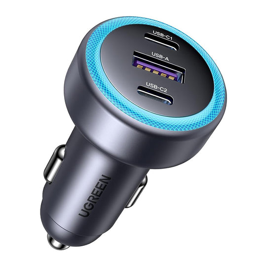 Auto-Ladegerät UGREEN EC307, 30W, 3A, 1 x USB-A - 2 x USB-C, Grau