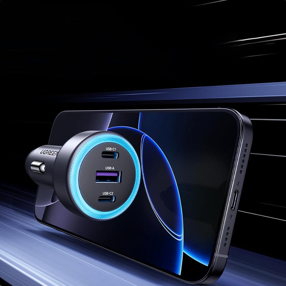 Auto-Ladegerät UGREEN EC307, 30W, 3A, 1 x USB-A - 2 x USB-C, Grau