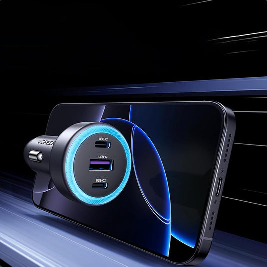 Auto-Ladegerät UGREEN EC307, 30W, 3A, 1 x USB-A - 2 x USB-C, Grau