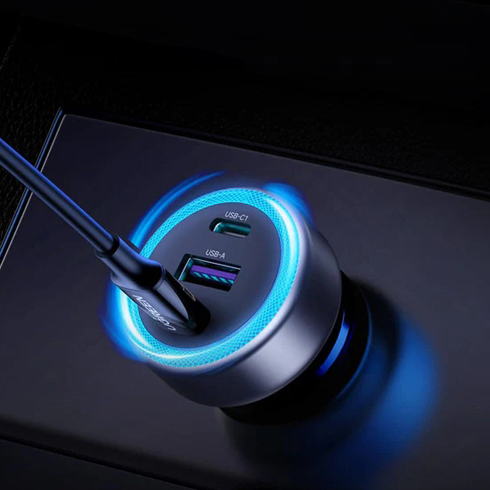 Auto-Ladegerät UGREEN EC307, 30W, 3A, 1 x USB-A - 2 x USB-C, Grau