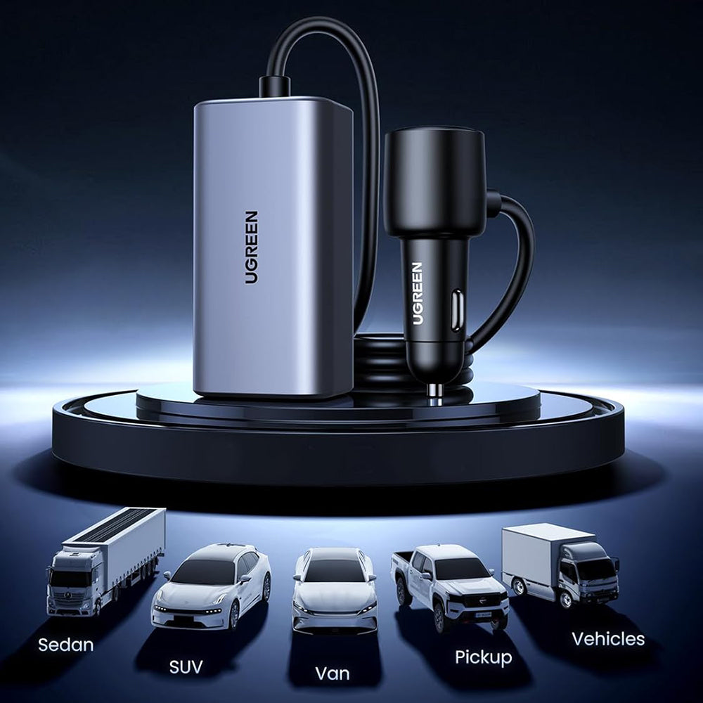 Chargeur de voiture UGREEN EC706, 150W, 5A, 1 x USB-A - 3 x USB-C, Noir
