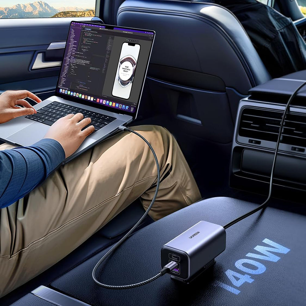 Chargeur de voiture UGREEN EC706, 150W, 5A, 1 x USB-A - 3 x USB-C, Noir