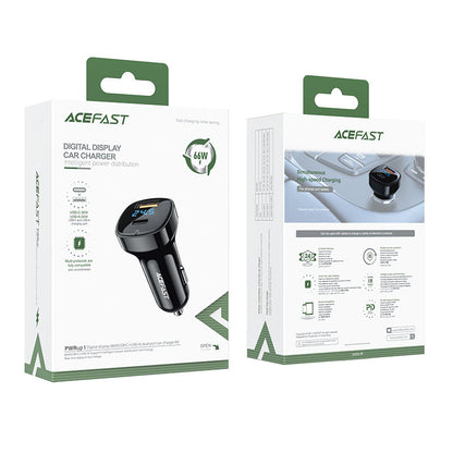 Acefast B4 Car Charger, 66W, 3A, 1 x USB-A - 1 x USB-C, Black