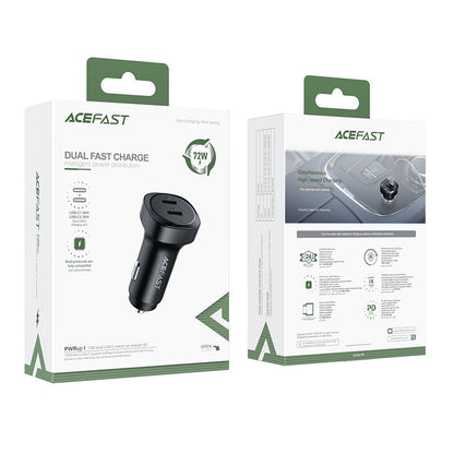 Auto-Ladegerät Acefast B2, 72W, 3A, 2 x USB-C, Schwarz