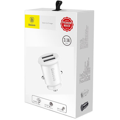 Baseus Grain Autoladegerät, 10.5W, 2.1A, 2 x USB-A, Weiß CCALL-ML02