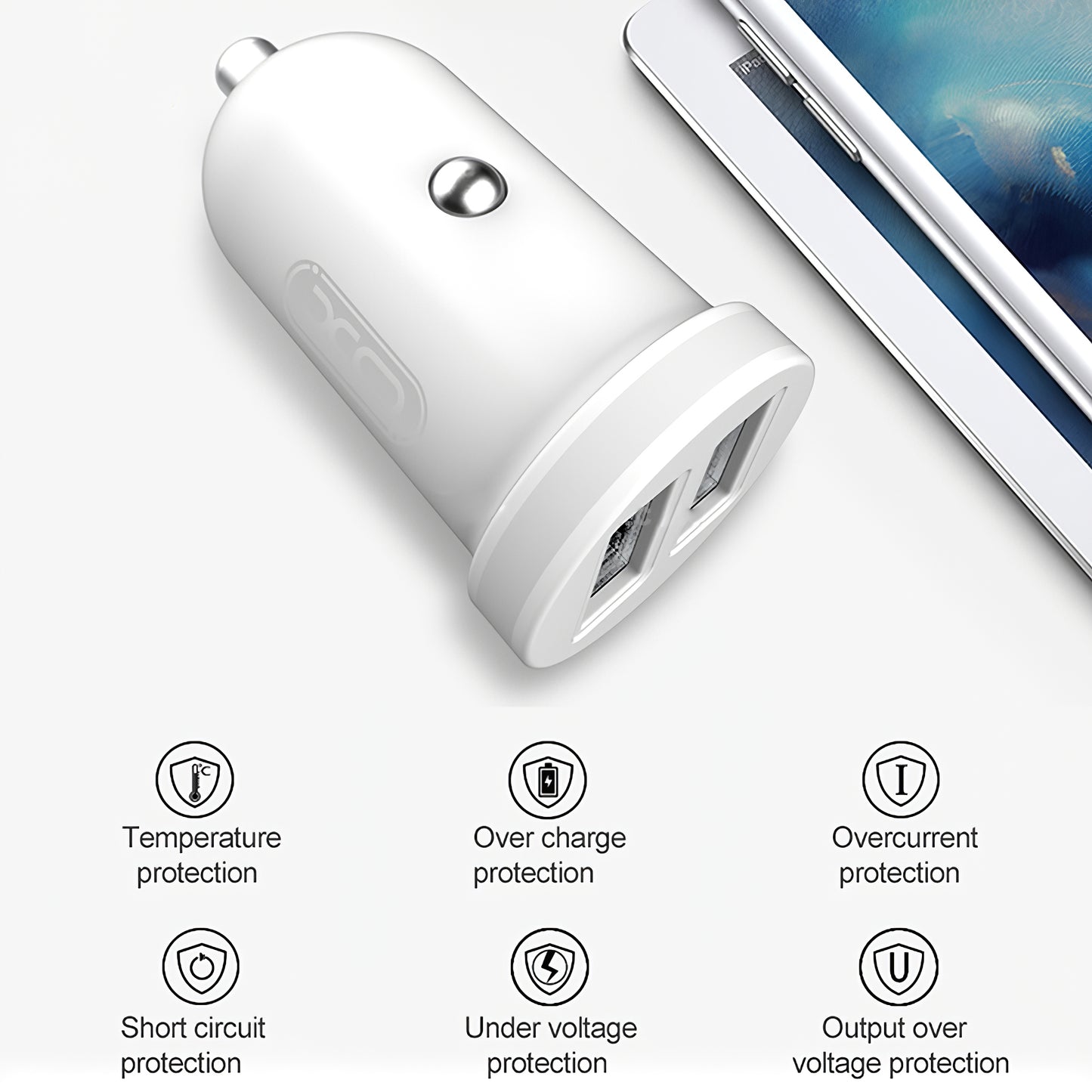 Auto-Ladegerät XO Design CC-18, 10.5W, 2.1A, 2 x USB-A, Weiß