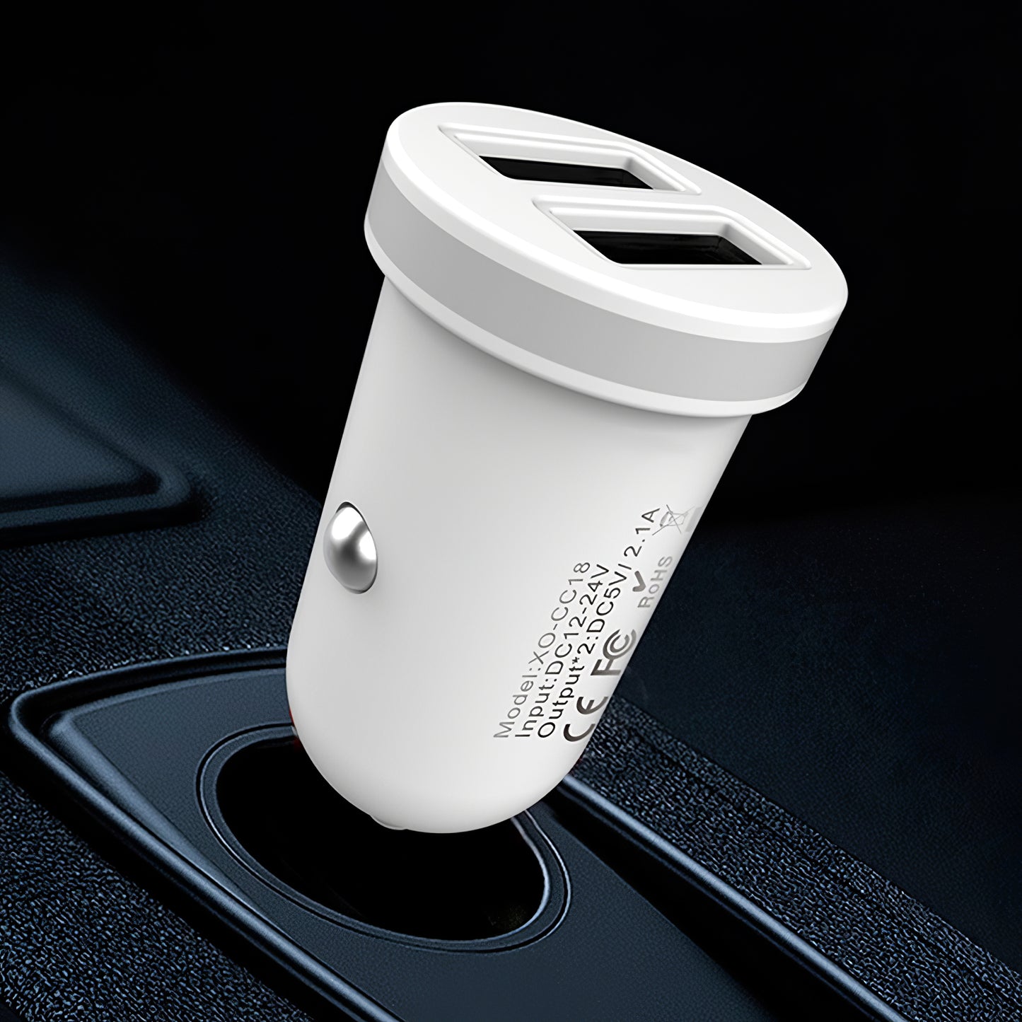 Auto-Ladegerät XO Design CC-18, 10.5W, 2.1A, 2 x USB-A, Weiß