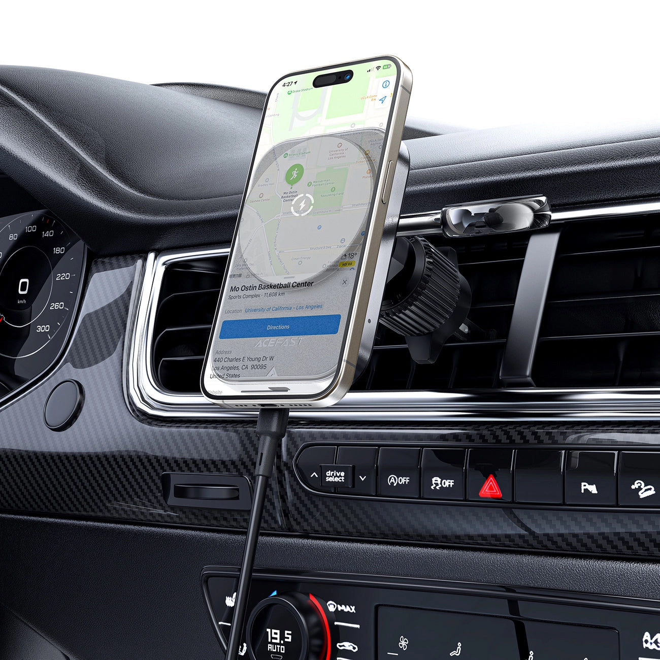 Auto Wireless-Ladegerät Acefast D18 2in1, 15W, 1.67A, Schwarz