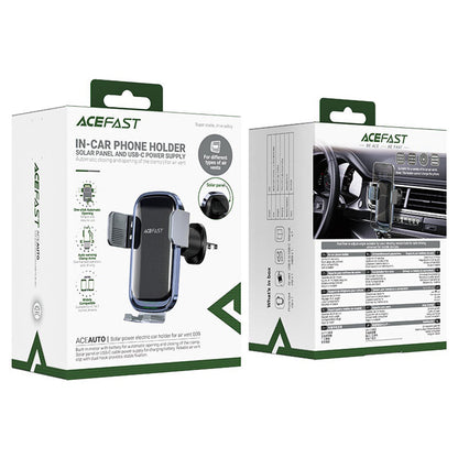 Auto Wireless-Ladegerät Acefast D39 mit Solarpanel, 15W, 1.67A, Schwarz