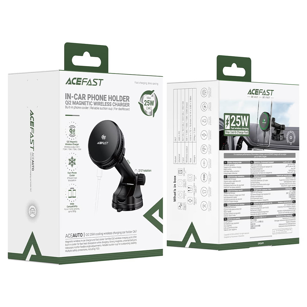 Acefast D67 Wireless Auto-Ladegerät, 25W, Schwarz
