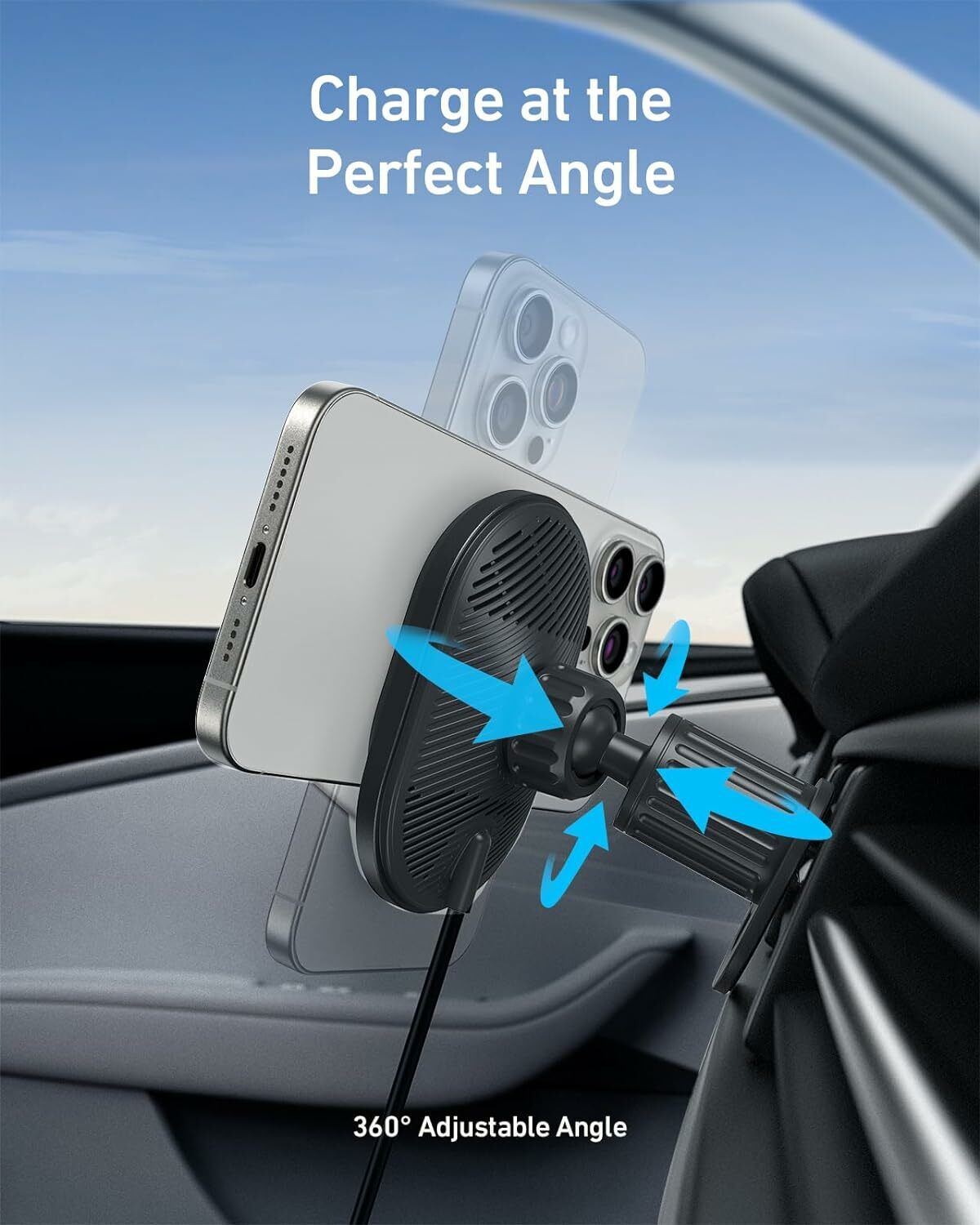 Anker MagGo Kfz-Wireless-Ladegerät, 15W, 1.67A, Schwarz B2932G11