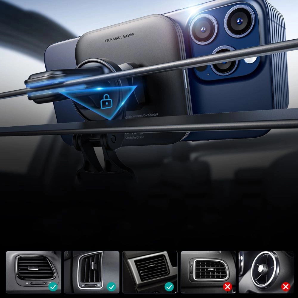 Kfz-Wireless-Ladegerät ESR HaloLock Vent, 15W, 1.67A, Schwarz