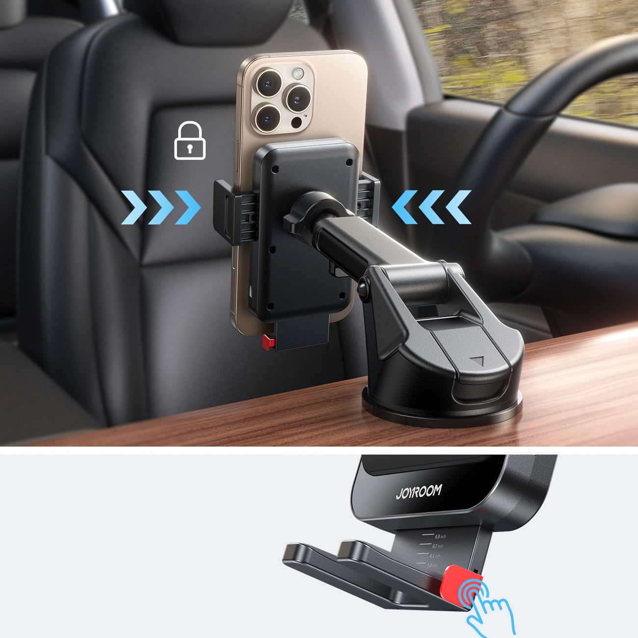 Chargeur Auto Sans Fil Joyroom JR-ZS241S, 15W, 1.67A, Noir