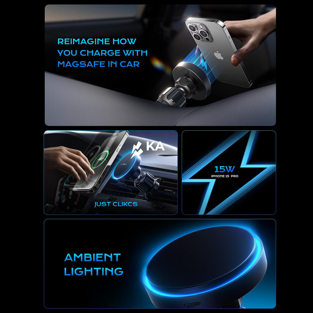 Chargeur Auto Sans Fil Lisen, 15W, 1.67A, Noir YL0223070007