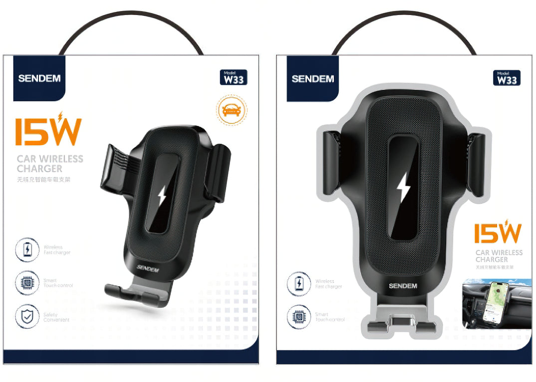 Kfz-Wireless-Ladegerät Sendem W33, 15W, 1.67A, Schwarz