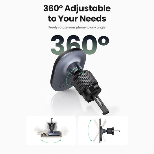 Chargeur Auto Sans Fil UGREEN CD345 Vent, 15W, 1.67A, Noir