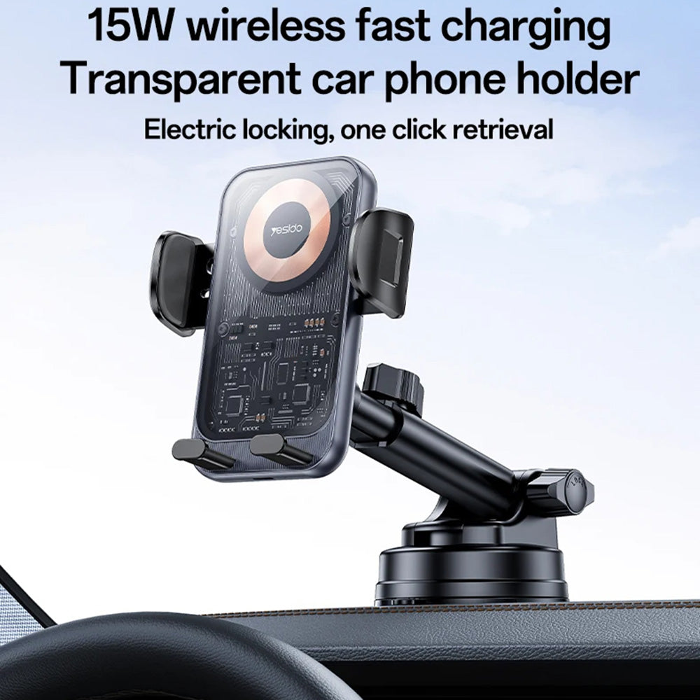 Kfz-Wireless-Ladegerät Yesido C307, 15W, 1.67A, Schwarz