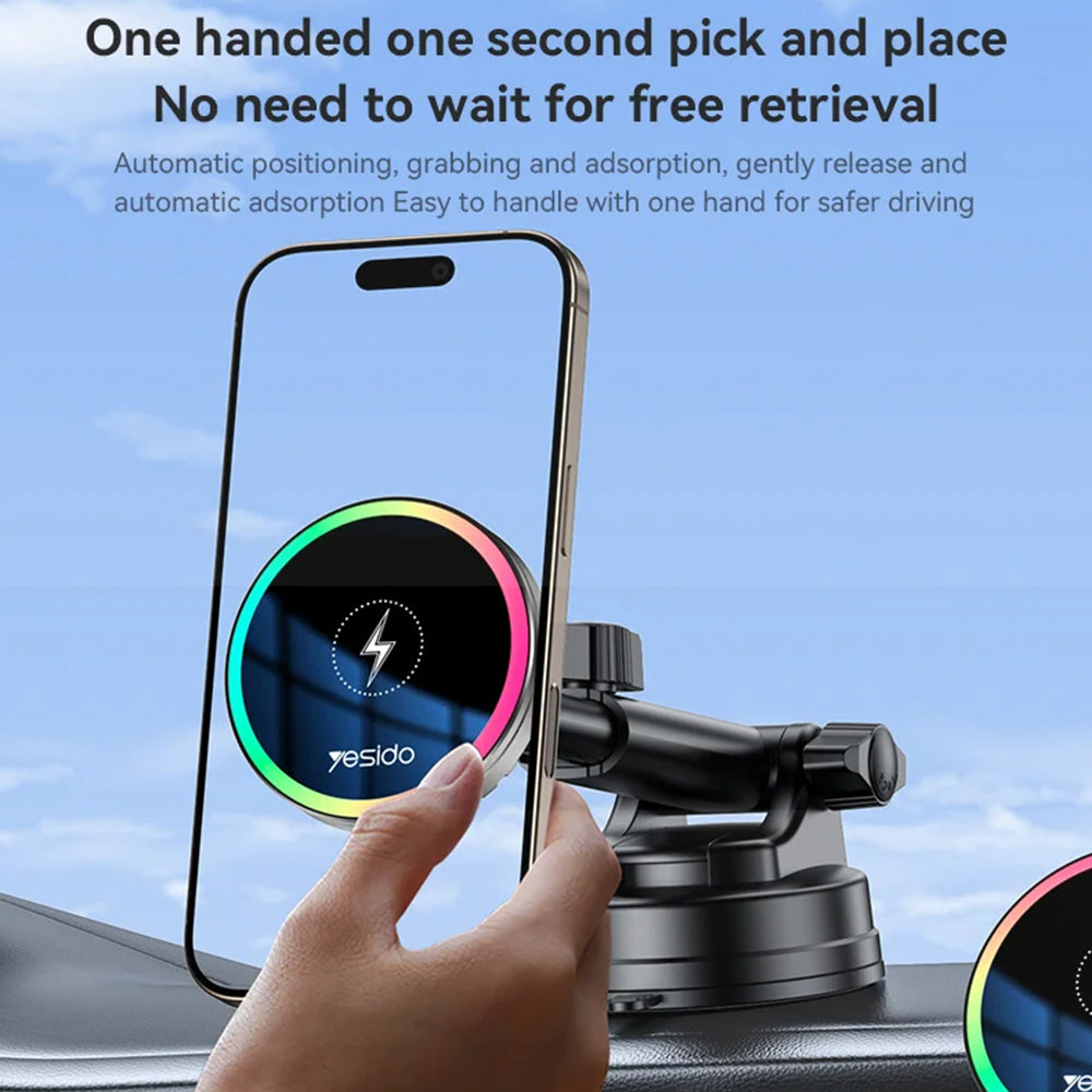 Kfz-Wireless-Ladegerät Yesido C315, 15W, 1.67A, Schwarz