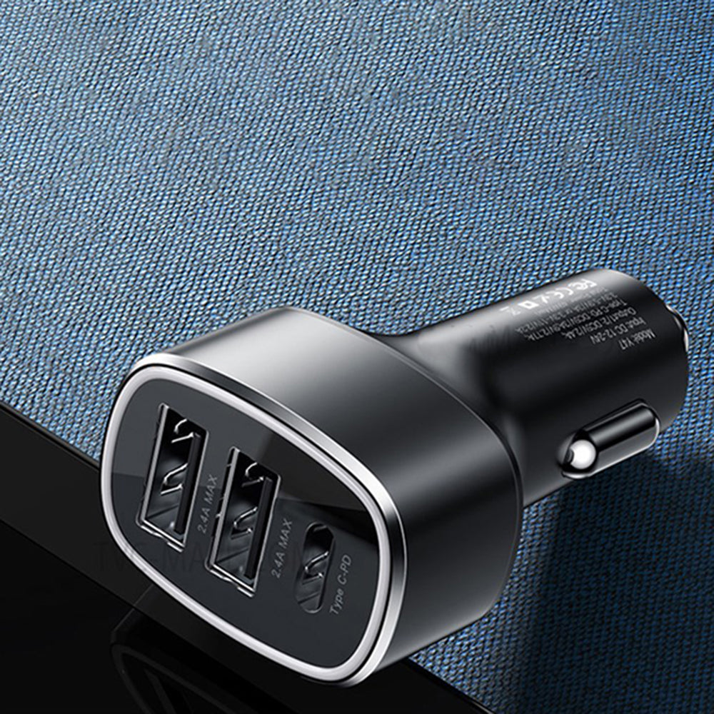 Auto-Ladegerät Yesido Y47, 49W, 3A, 2 x USB-A - 1 x USB-C, Schwarz