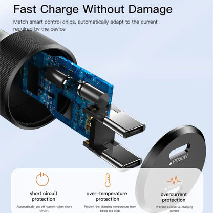 Auto-Ladegerät Yesido Y48, 60W, 3A, 2 x USB-C, Schwarz