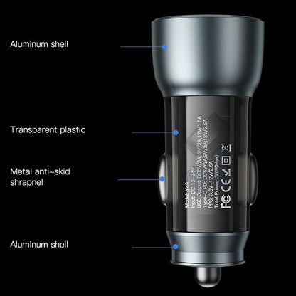 Auto-Ladegerät Yesido Y49, 30W, 3A, 1 x USB-A - 1 x USB-C, Grau