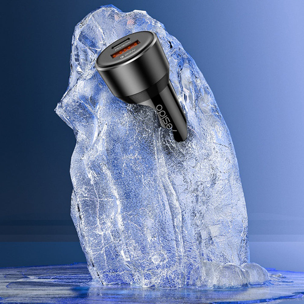 Auto-Ladegerät Yesido Y64, 50W, 3A, 1 x USB-A - 1 x USB-C, Schwarz