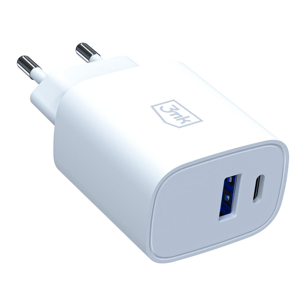 3MK FlowPower Network Charger, 25W, 1 x USB-A - 1 x USB-C, White