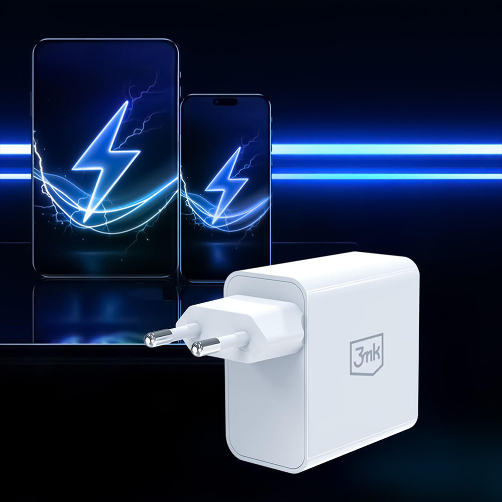 3MK FlowPower Netzladegerät, 45W, 1 x USB-A - 1 x USB-C, Weiß
