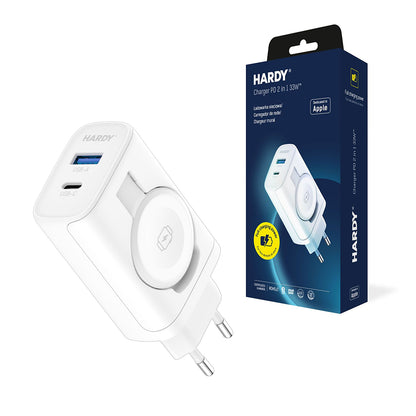Netzladegerät 3MK Hardy 2in1, 33W, 3A, 1 x USB-A - 1 x USB-C, Weiß