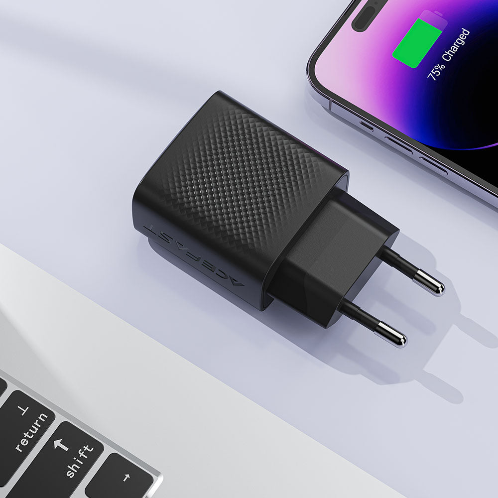Chargeur Réseau Acefast A104, 25W, 3A, 1 x USB-C, Noir