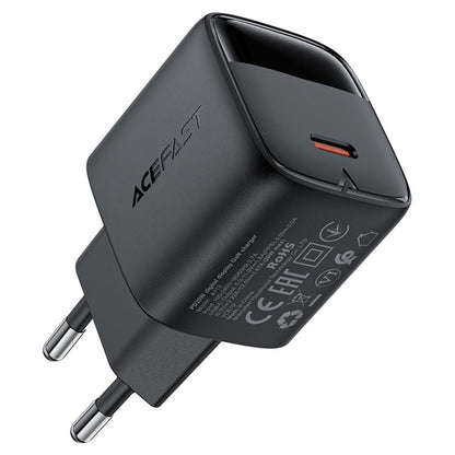 Acefast A113 Netzladegerät mit Display, 20W, 3A, 1 x USB-C, Schwarz