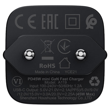 Netzladegerät Acefast A119, 45W, 3A, 1 x USB-C, Schwarz