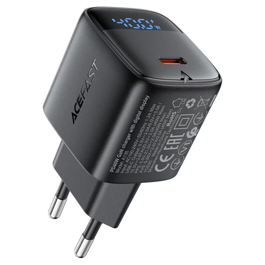 Chargeur Réseau Acefast A135 Display, 45W, 3A, 1 x USB-C, Noir