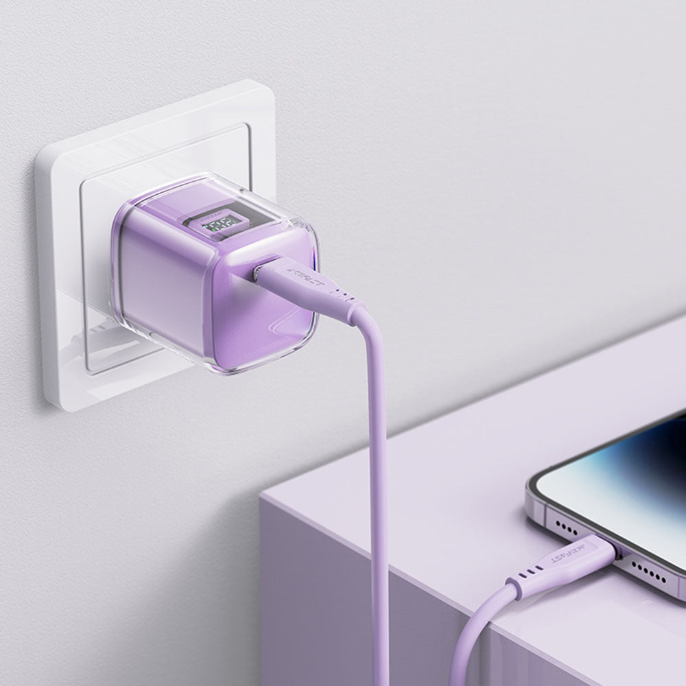 Chargeur Réseau Acefast A53 Sparkling Display, 30W, 3A, 1 x USB-C, Violet