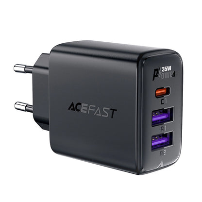 Chargeur réseau Acefast A57, 35W, 3A, 2 x USB-A - 1 x USB-C, Noir