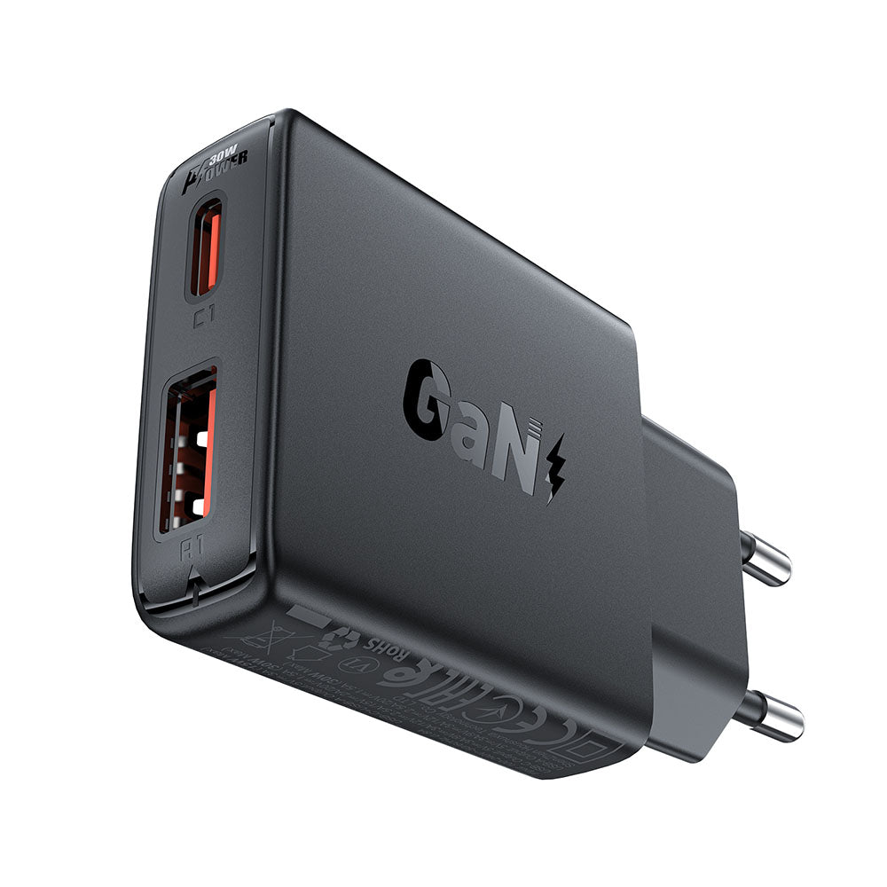 Netzladegerät Acefast A69, 30W, 3A, 1 x USB-A - 1 x USB-C, Schwarz