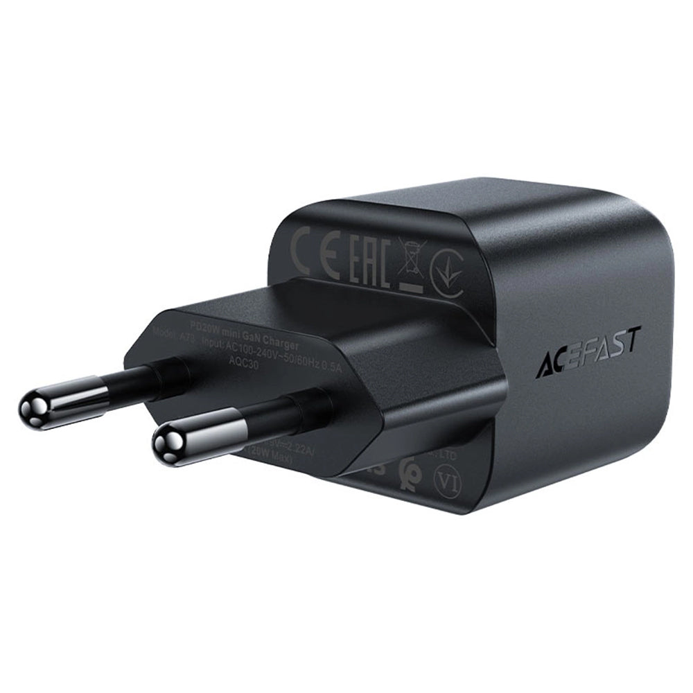 Netzladegerät Acefast A73 Mini, 20W, 3A, 1 x USB-C, Schwarz