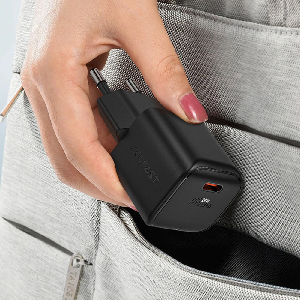 Netzladegerät Acefast A73 Mini, 20W, 3A, 1 x USB-C, Schwarz