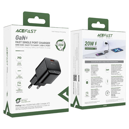 Netzladegerät Acefast A73 Mini, 20W, 3A, 1 x USB-C, Schwarz