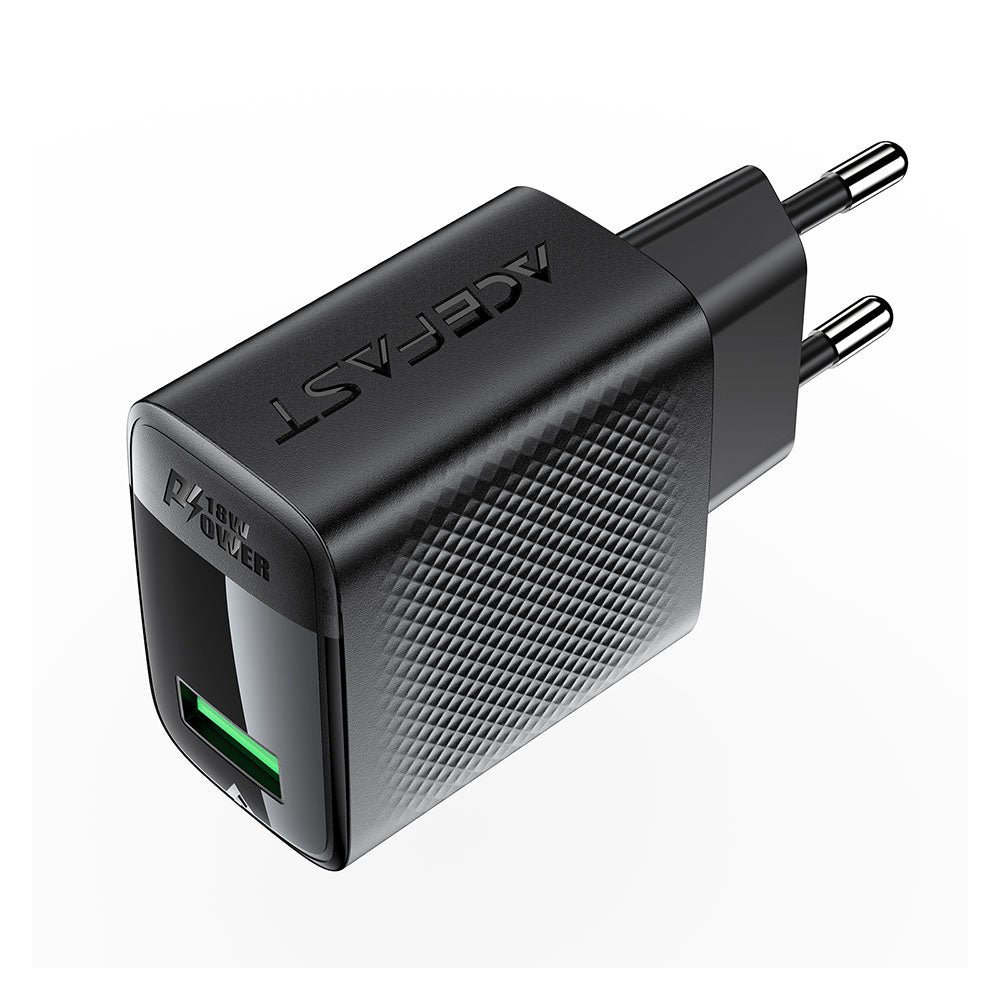 Chargeur Réseau Acefast A90, 18W, 3A, 1 x USB-A, Noir