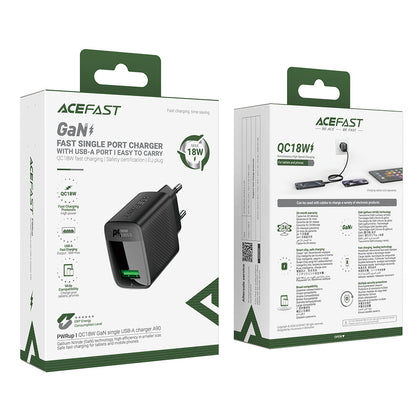 Chargeur Réseau Acefast A90, 18W, 3A, 1 x USB-A, Noir