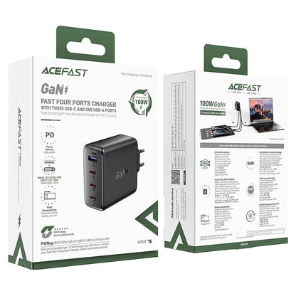 Chargeur Réseau Acefast A94, 100W, 5A, 1 x USB-A - 3 x USB-C, Noir