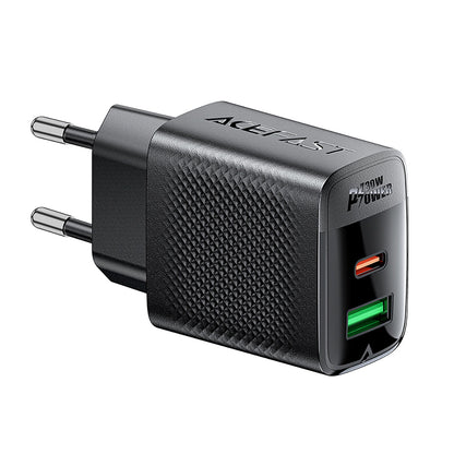 Chargeur réseau Acefast A98, 30W, 3A, 1 x USB-A - 1 x USB-C, Noir