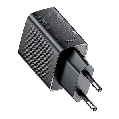 Chargeur réseau Acefast A98, 30W, 3A, 1 x USB-A - 1 x USB-C, Noir