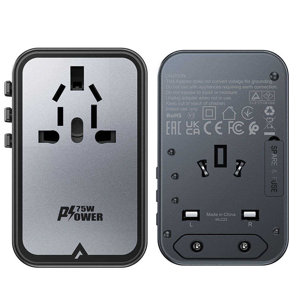 Acefast Travel Z1 Netzladegerät, 75W, 3.35A, 2 x USB-A - 3 x USB-C, Schwarz