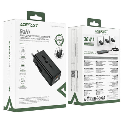 Chargeur Réseau Acefast Z7 Travel, 30W, 3A, 1 x USB-C, Noir