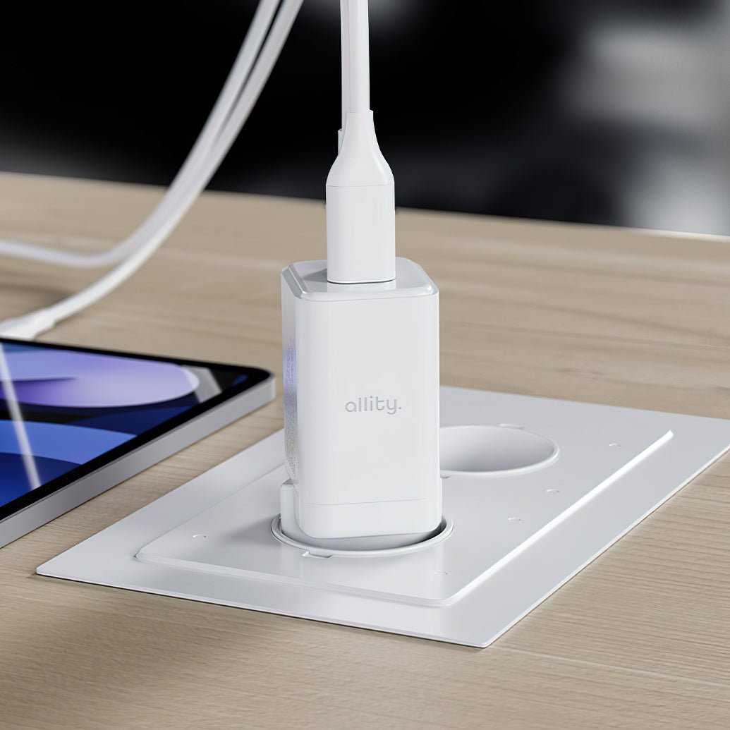 Netzladegerät Allity. ATC-01-45WCC Fast, 45W, 3A, 1 x USB-A - 1 x USB-C, Weiß.