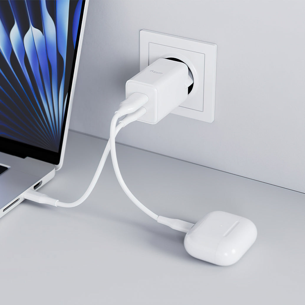 Netzladegerät Allity. ATC-01-45WCC Fast, 45W, 3A, 1 x USB-A - 1 x USB-C, Weiß.