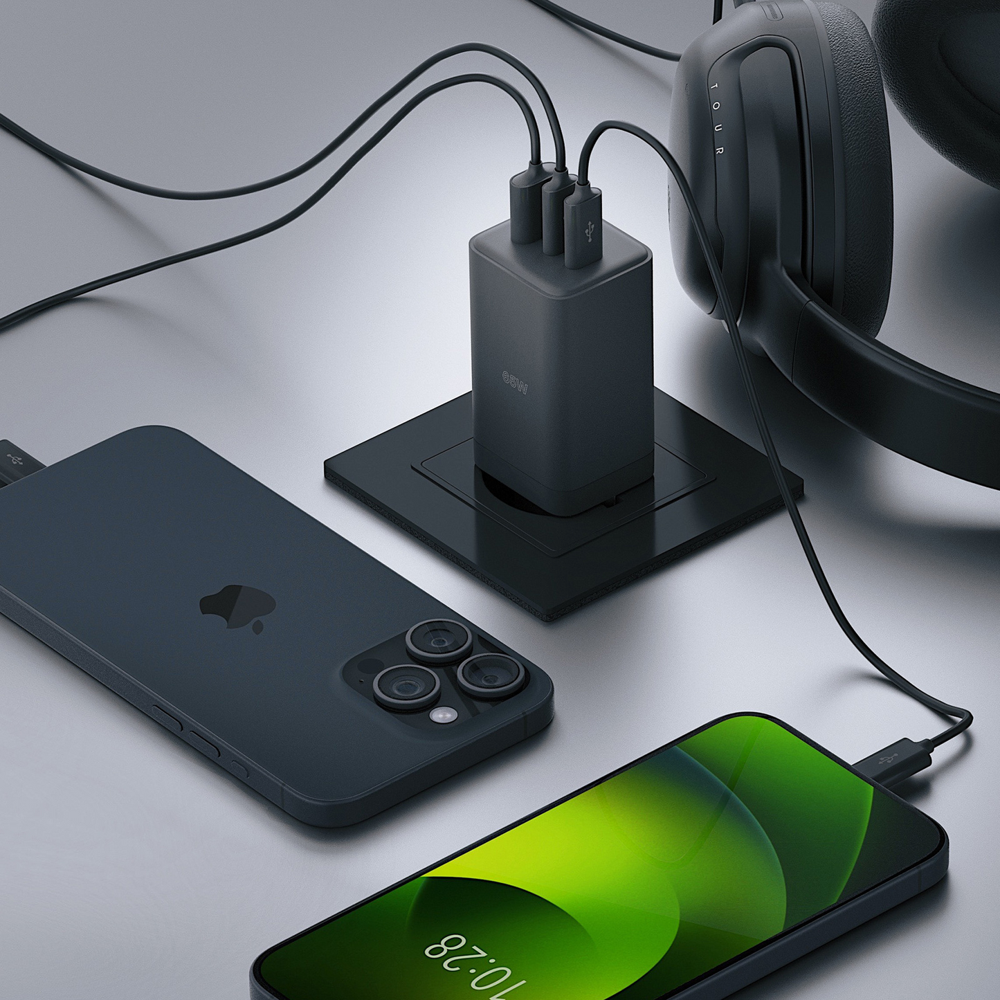 Netzladegerät Allity. ATC-01-65WACC Fast, 65W, 3.25A, 1 x USB-A - 2 x USB-C, Schwarz
